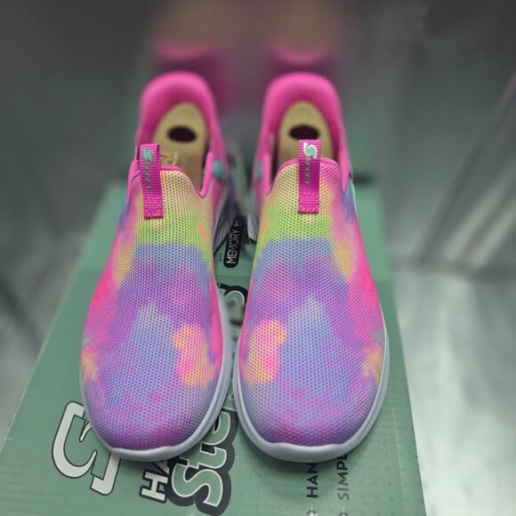 S Sport Skechers Bailey Kids' Sneakers Tie Dye Slip On Cushioned Girls SZ 1 - Picture 3 of 9